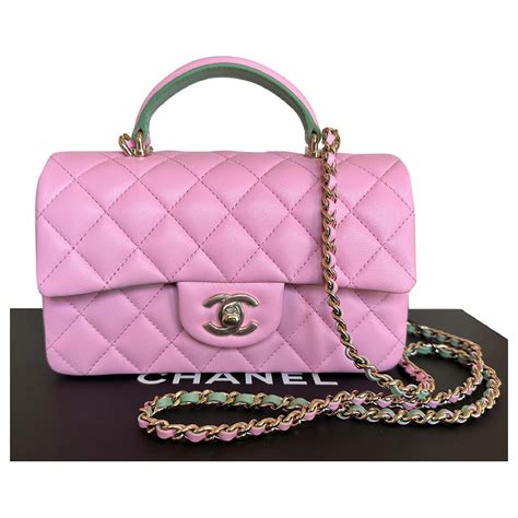 sac chanel poignee|Mini sac classique avec poignée .